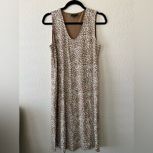 J Jill Womens Wearever Soft V-Neck Leopard Print Stretch Dress Size S - NWOT